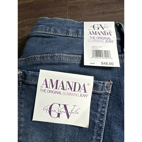 Gloria Vanderbilt Women's Petite Amanda High Rise Straight-Leg Jeans Madison 12P - Picture 8 of 9